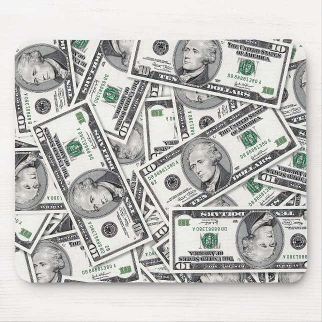 Mousepad Padrão Monetário de Nota de $10 (Frente)