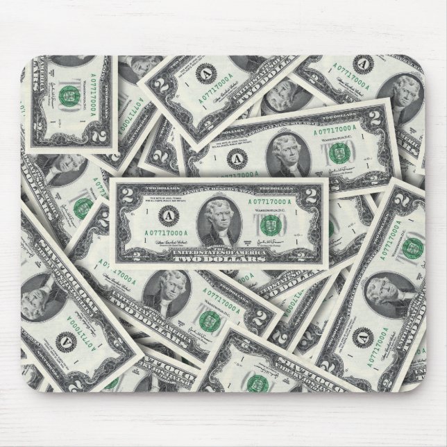 Mousepad Padrão Monetário de Nota de $2 (Frente)