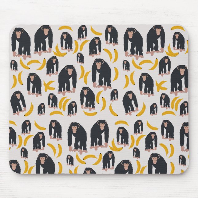 Mousepad Padrão Monkey Chimpanzee & Banana  (Frente)