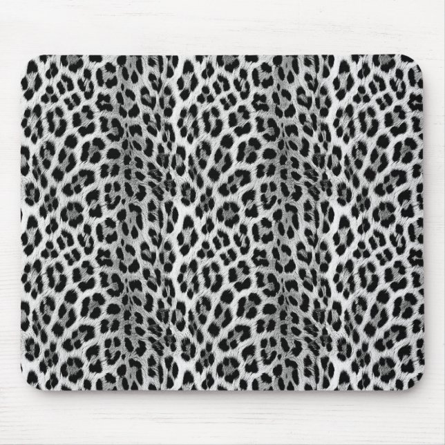 Mousepad Padrão monocromático preto e branco, leopardo (Frente)