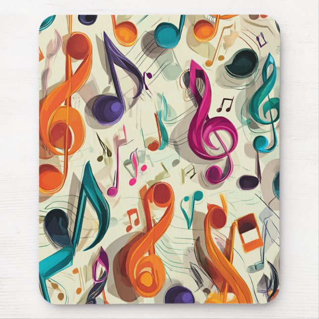 Mousepad Padrão Musical Colorido (Frente)