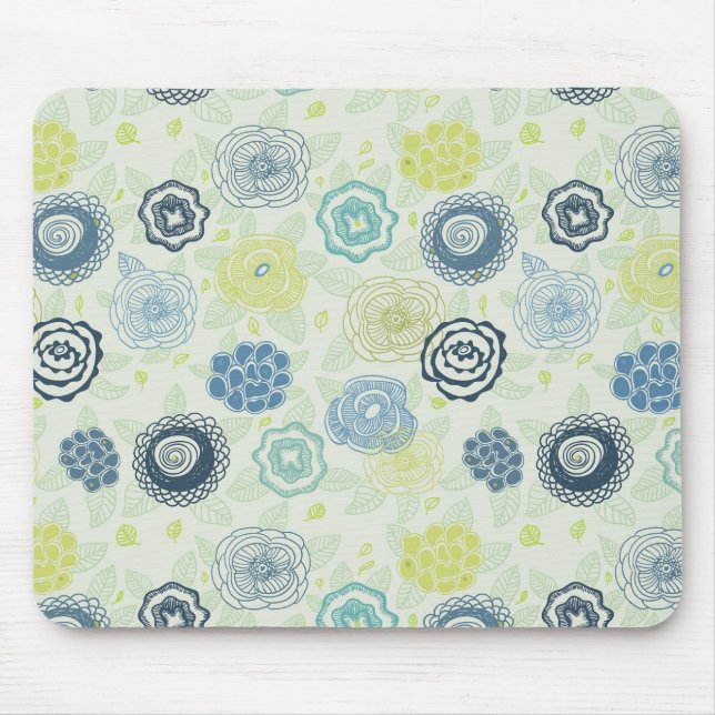 Mousepad padrão Na moda floral com flores bonitas (Frente)