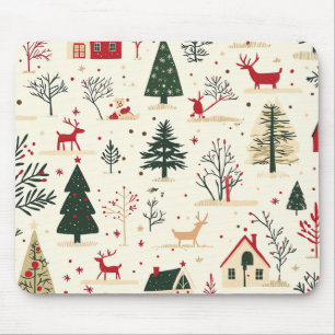 Mousepad Padrão Natalino Florestal Vintage