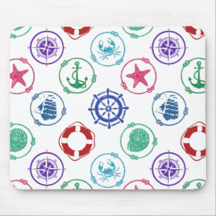 Mousepad Padrão náutico colorido