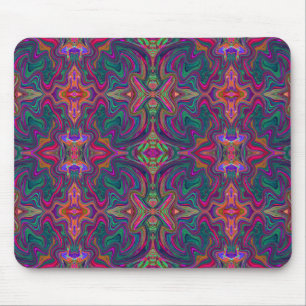 Mousepad Padrão ondulado legal trippy verde, laranja e roxo