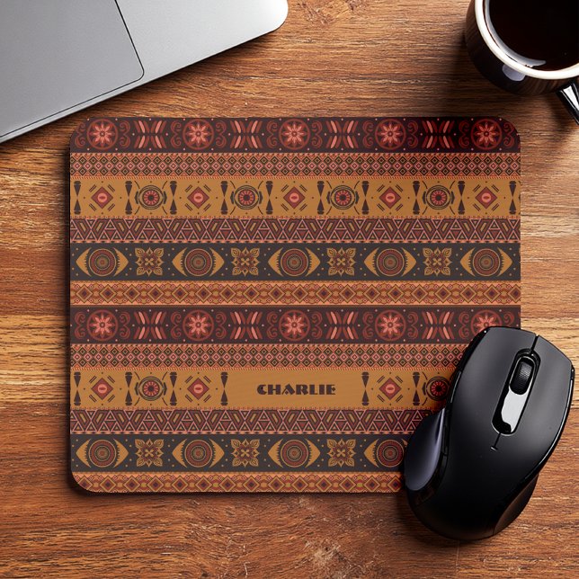 Mousepad Padrão Ornamental Moderno Terracotta Tribal (Criador carregado)