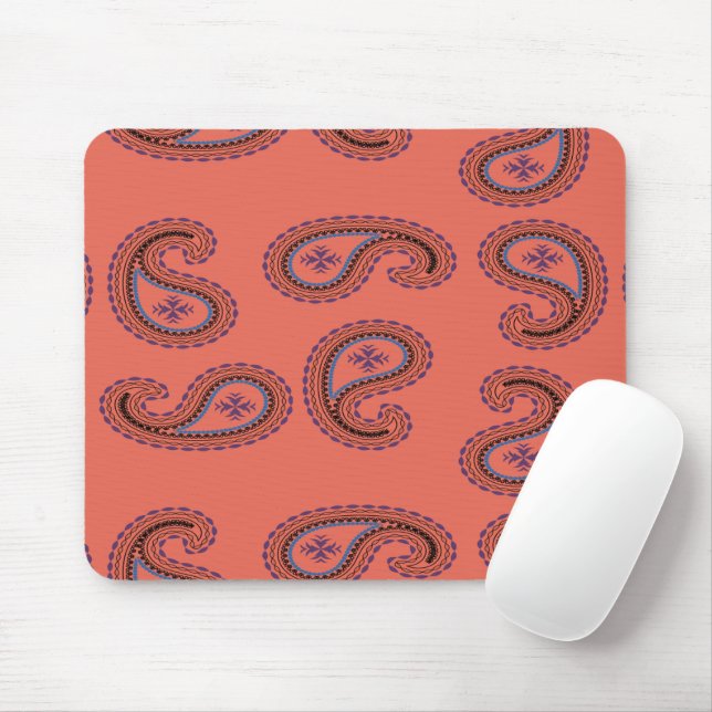 Mousepad padrão paisley vermelho (Com mouse)