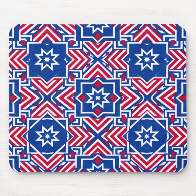 Mousepad Padrão Patriótico Vermelho Branco e Azul (Frente)