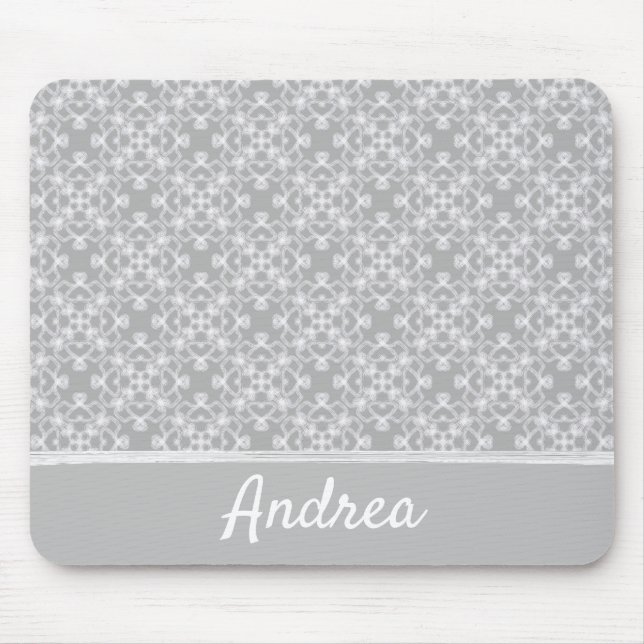 Mousepad Padrão personalizado branco e cinza (Frente)