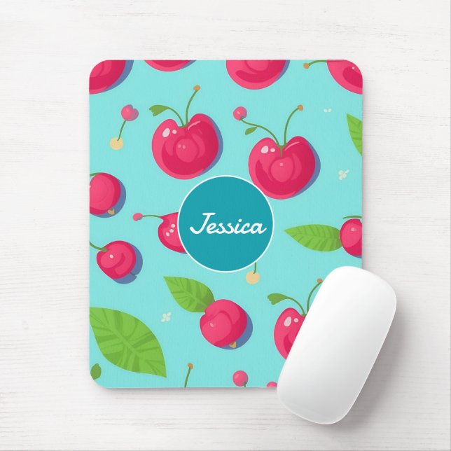 Mousepad Padrão Personalizado Colorido de Cherry Pastel (Com mouse)
