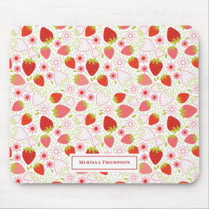 Mousepad Padrão Personalizado de Morango Vermelho