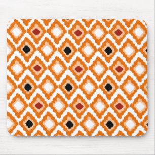 Mousepad Padrão Personalizado de Ouros de Ikat Laranja