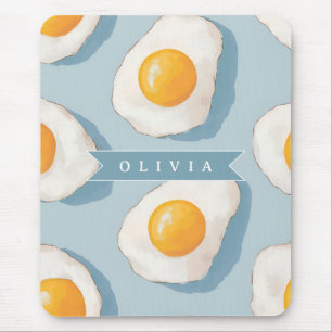 Mousepad Padrão Personalizado de Ovo Frito Divertido Azul E
