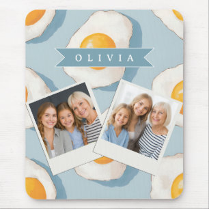 Mousepad Padrão Personalizado de Ovo Frito Divertido Azul E