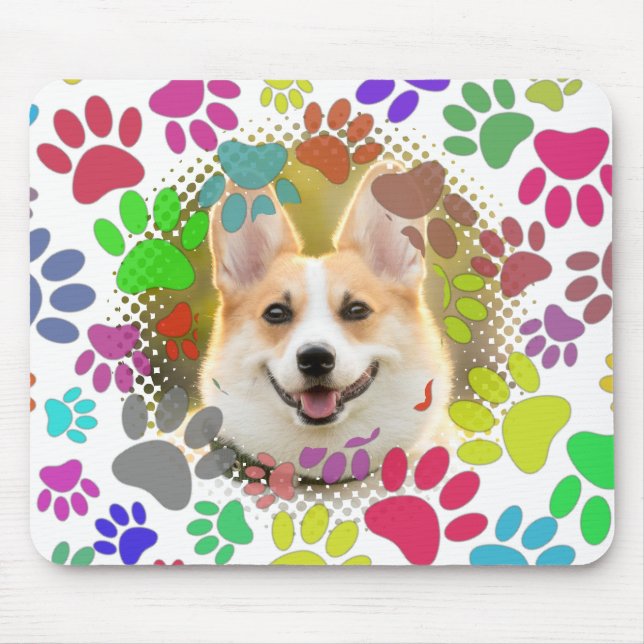 Mousepad Padrão Personalizado de Pata de Imagem de Cachorro (Frente)