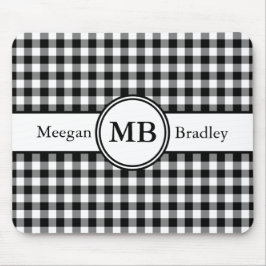 Mousepad Padrão Preto e Branco de Monograma Moderno