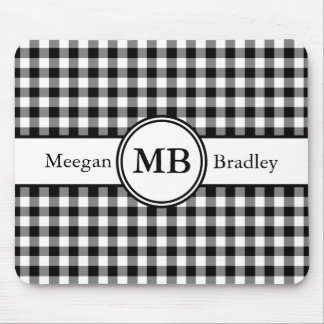Mousepad Padrão Preto e Branco de Monograma Moderno