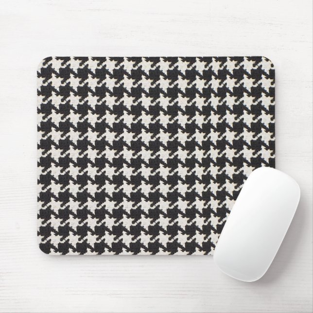 Mousepad Padrão Preto e Branco Xadrez Houndstooth (Com mouse)