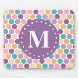 Mousepad Padrão primavera Pastel Bolinhas com Monograma