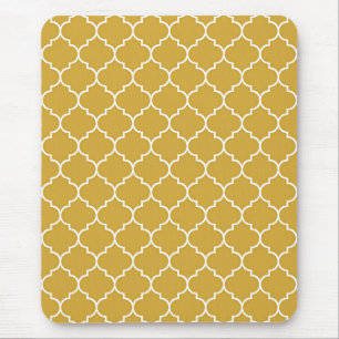 Mousepad Padrão Quatrefoil Dourado