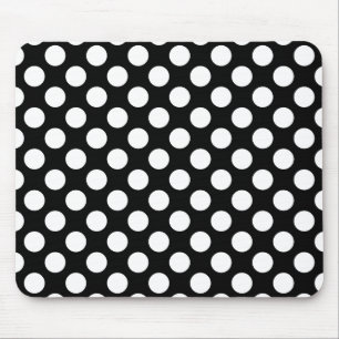 Mousepad Padrão Retro de Bolinhas Preto e Branco