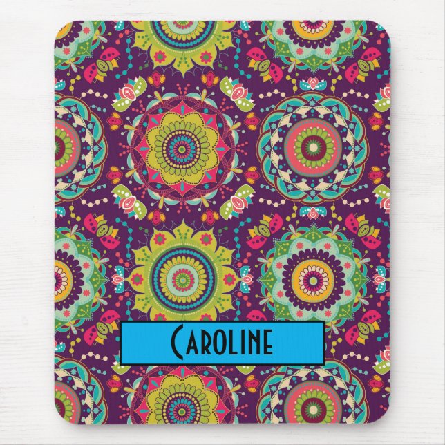 Mousepad Padrão Retro Mandala (Frente)