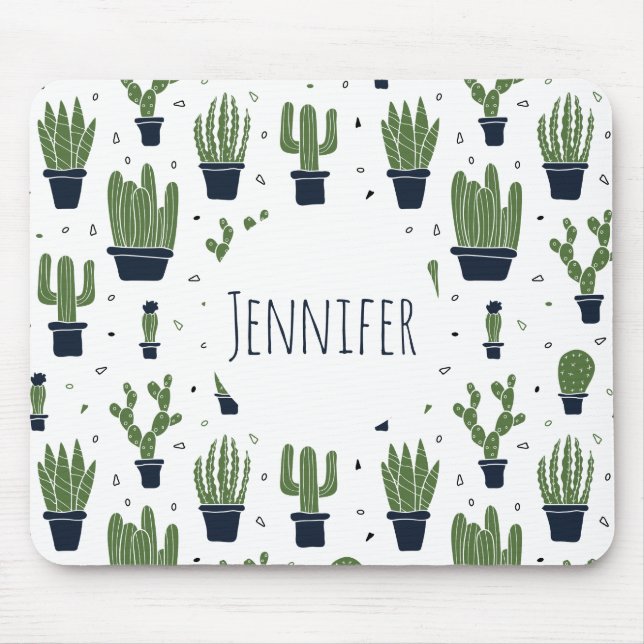 Mousepad Padrão Rustic Dark Green Cactus Desert (Frente)