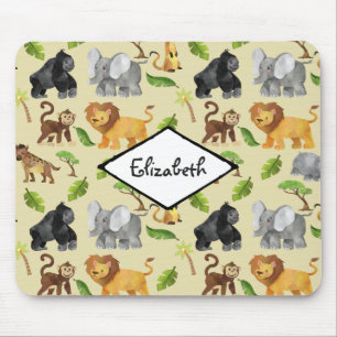 Mousepad Padrão Selvagem de Safari Animal Selvagem de Aquar