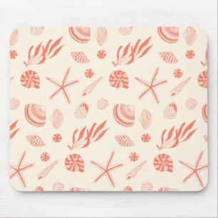 Mousepad Padrão sem costura com conchas marinhas