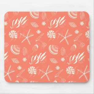 Mousepad Padrão sem costura com conchas marinhas