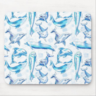 Mousepad padrão sem costura de peixe com aquarela de golfin