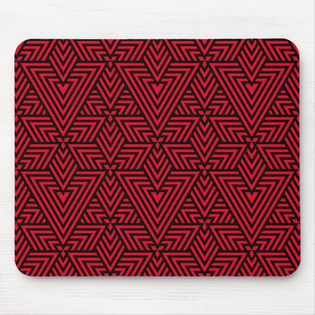 Mousepad Padrão sem costura do triângulo de arte vermelha e (Frente)