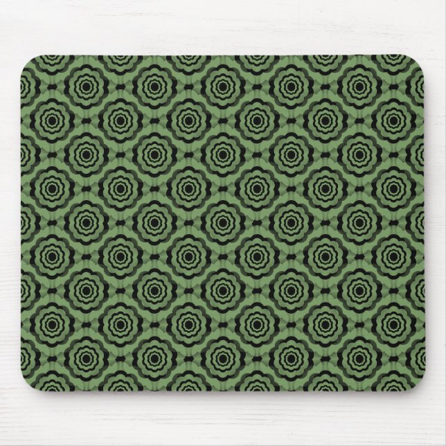 Mousepad Padrão Sem Costura Flor Verde Preta (Frente)