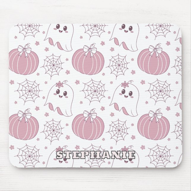 Mousepad Padrão sem soldadura do Pastel Pink Halloween (3) (Frente)