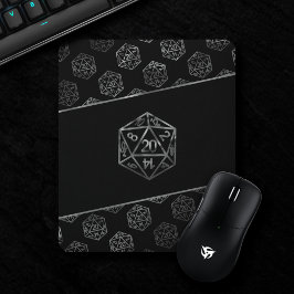 Mousepad Padrão Silver D20 | Tabletop Role Player Dice PNP