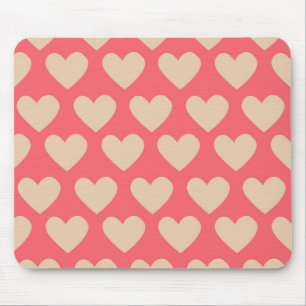 Mousepad Padrão Simples Coração Vermelho bege