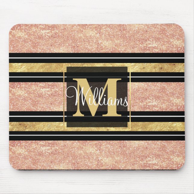 Mousepad Padrão simples de faixas de ouro rosa (Frente)