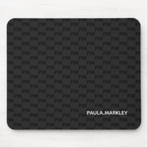 Mousepad Padrão Simples de Monograma de Cinza Negra Modern