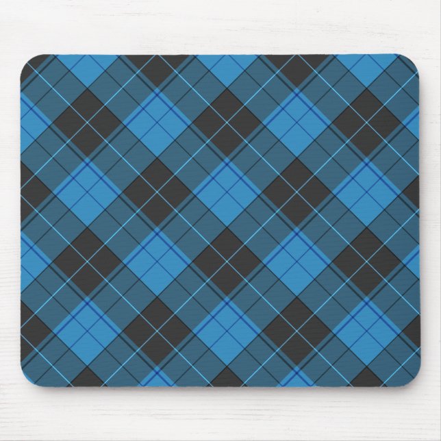Mousepad Padrão simples de tartan em azul escuro... (Frente)