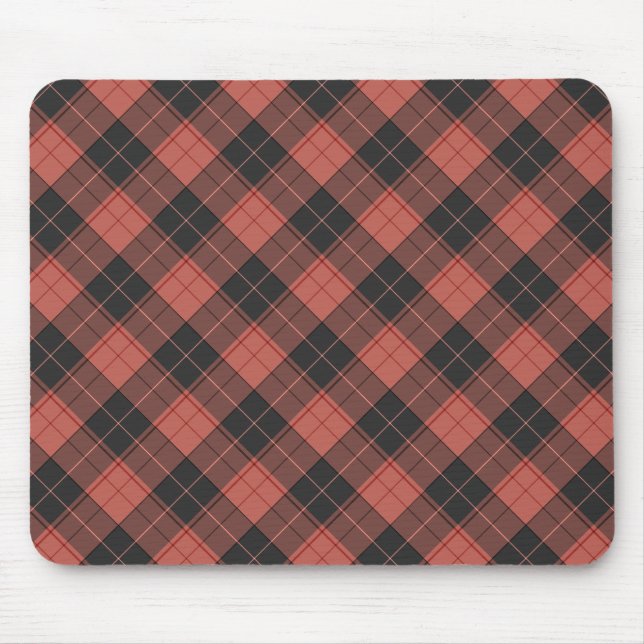 Mousepad Padrão simples de tartan em vermelho (Frente)