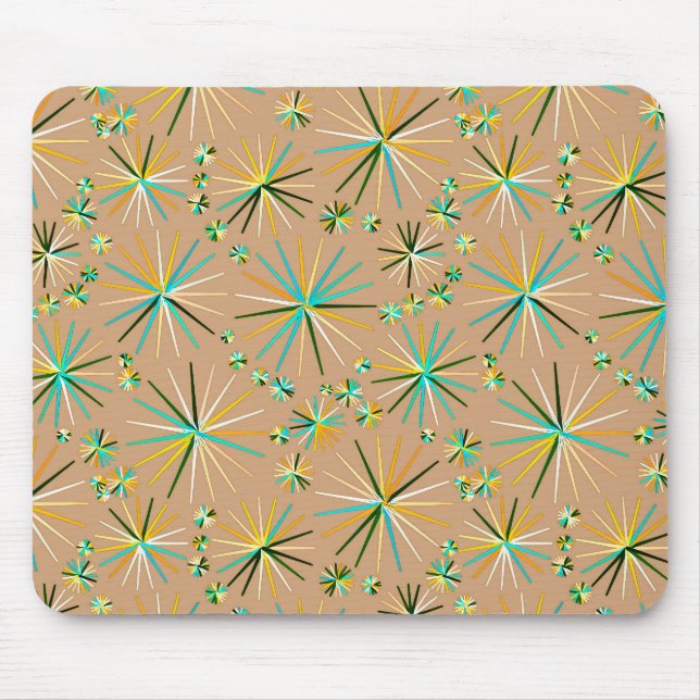 Mousepad Padrão Sputnik do meio século, Taupe Tan (Frente)
