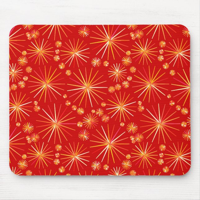 Mousepad Padrão Sputnik do meio século, Vermelho Profundo (Frente)