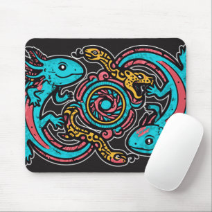 Mousepad Padrão tribal mitologia boho Xolotl Axolote Asteca