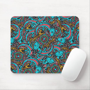 Mousepad Padrão tribal mitologia boho Xolotl Axolote Asteca