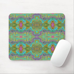 Mousepad Padrão Trippy Ondulado Azul Aqua e Laranja
