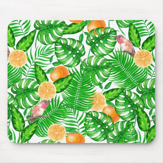 Mousepad Padrão tropical, beija-flores II (Frente)