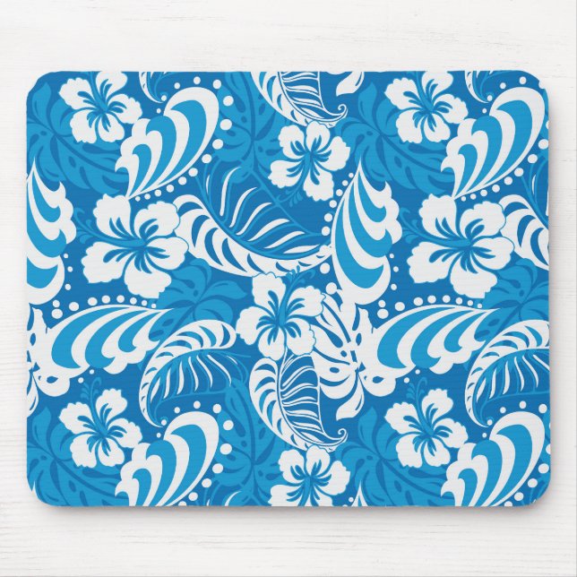 Mousepad Padrão Tropical de Hibiscus (Frente)