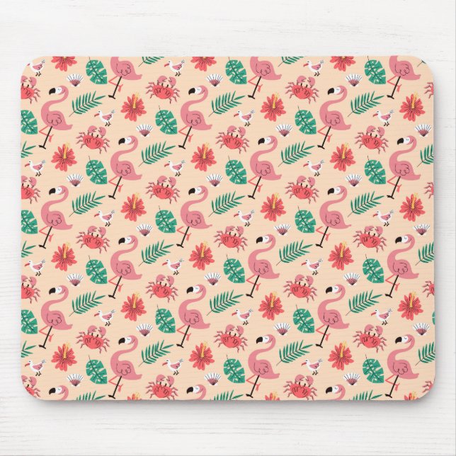 Mousepad Padrão Tropical de Verão Flamingo Rosa (Frente)