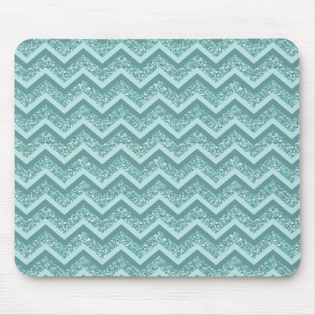 Mousepad Padrão Turquesa Glitter ZigZag (Frente)