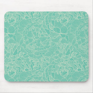 Mousepad Padrão Turquesa Peony